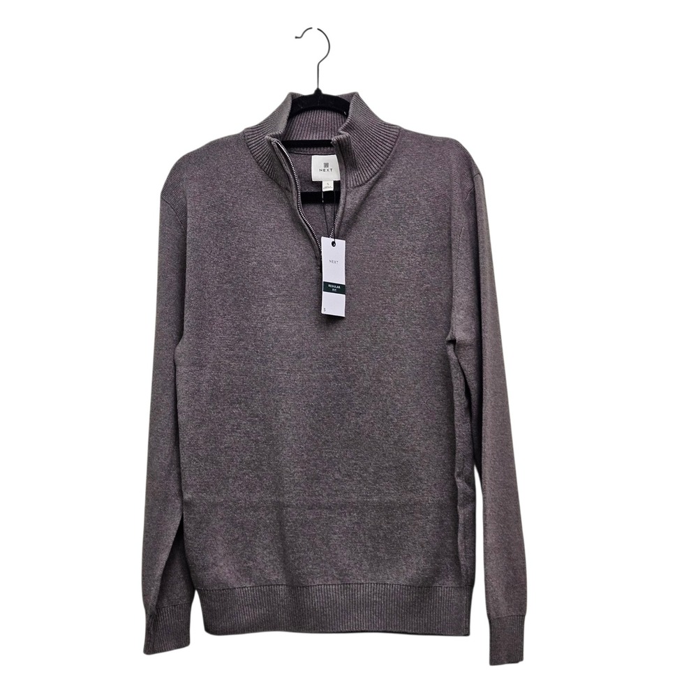 Next Sweater‎ Men S Brown Cotton Regular Fit Mock Neck Pullover Fisherman Preppy